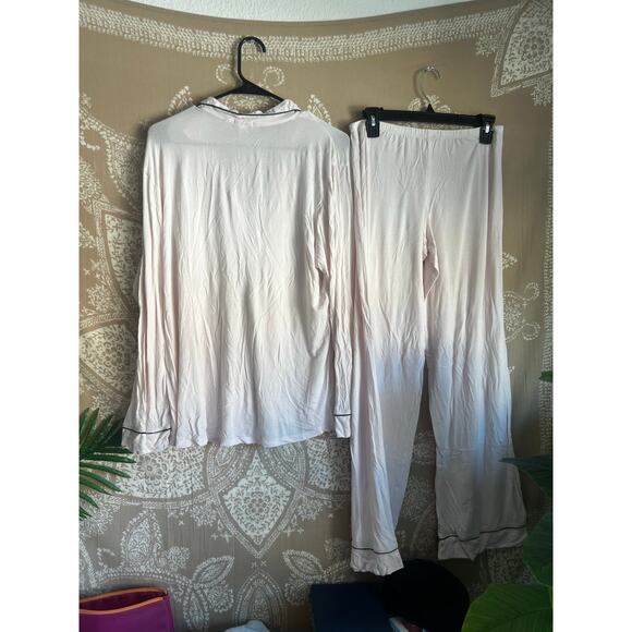 Eberjey Gisele Tencel™ Modal Long PJ Set in Sorbet/Black - Picture 8 of 8